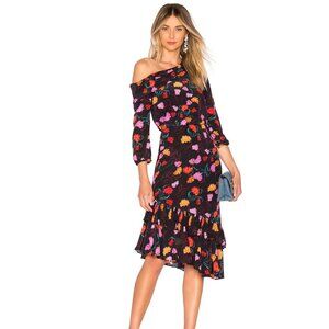 Saloni NWT Lexie Silk One Shoulder Dress in Black Azalea size 4
